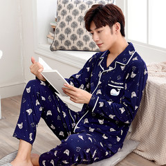 Pajamas, men's spring and autumn, long sleeve cotton, winter youth, big size, leisure, middle aged men's cotton suit L Y6802