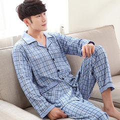 Pajamas, men's spring and autumn, long sleeve cotton, winter youth, big size, leisure, middle aged men's cotton suit L Y1701