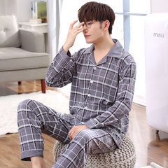 Pajamas, men's spring and autumn, long sleeve cotton, winter youth, big size, leisure, middle aged men's cotton suit L Y8906