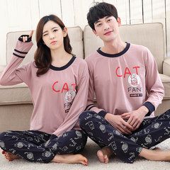 Special offer every day in spring and autumn female couple cotton pajamas long sleeved cotton turtleneck Home Furnishing cute man suit Adidas Female paragraph: M code A5592