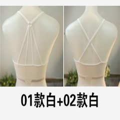 Back cross belt wrapped chest female underwear bra without ring sling stomacher type small vest backing short summer students (f) 01 white +02 white