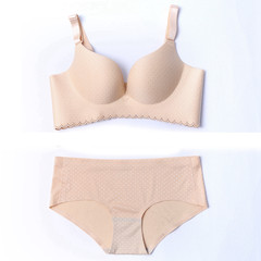 DK genuine female underwear without ring a chip no trace gather sexy small chest red bra set year of fate Skin colour 70A