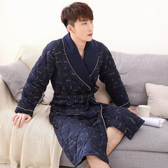 The winter warm cotton quilted jacket lady thickened long gown bathrobe size winter pajamas Home Furnishing male clothing M Q88461#