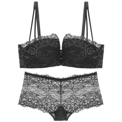 Gepa winter sexy lace four and a half cup underwear, gather no small chest bra comfort the suit rim black 32=70AB general purpose