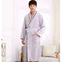 Autumn and winter. The couple thickened flannel gown and men's and women's clothing Home Furnishing long sleeved coral fleece bathrobe Pyjamas M DLT gray Nightshirt