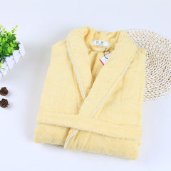 Bathrobe bathrobe Nightgown thickened cotton towelling long absorbent cotton adult men and women Hotel lovers in autumn and winter 170 (L) Yellow rope