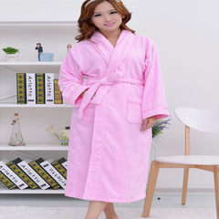 Bathrobe bathrobe Nightgown thickened cotton towelling long absorbent cotton adult men and women Hotel lovers in autumn and winter 170 (L) Pink border
