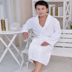 Bathrobe bathrobe Nightgown thickened cotton towelling long absorbent cotton adult men and women Hotel lovers in autumn and winter 170 (L) White bright side