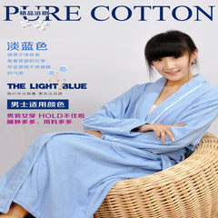 Bathrobe bathrobe Nightgown thickened cotton towelling long absorbent cotton adult men and women Hotel lovers in autumn and winter 170 (L) Sky blue bright border