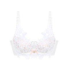 Japanese sexy lace embroidery no rims bra female small chest flat chested gather close Furu underwear thickness adjustment white 34/75B [upper, lower and thick]