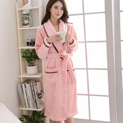 [] special offer every day in autumn and winter coral velvet robe flannel bathrobe thick long sleeved pajamas couple Home Furnishing suit 170 (L) 1506 female pink Nightgown Badge