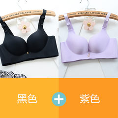 A piece of seamless bra with no rims, small breasts, sexy and comfortable girls, adjustable cups and pieces 904# black + Purple 75A/34 code