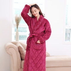 Winter robe female Clubman coral fleece thickened clip cotton flannel cute winter fleece bathrobe Nightgown type female Man 180 (XXL) Two thousand six hundred and fifteen