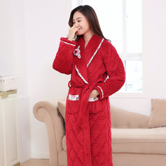 Winter robe female Clubman coral fleece thickened clip cotton flannel cute winter fleece bathrobe Nightgown type female Man 180 (XXL) Two thousand six hundred and sixteen
