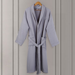 The hotel bathrobe towel Cotton Bathrobe Nightgown cotton male ladies winter couple thickened lengthened water bathrobe L (for height less than 180, less than 170 kg) Waffle towel bathrobe (gray)