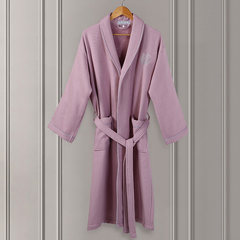 The hotel bathrobe towel Cotton Bathrobe Nightgown cotton male ladies winter couple thickened lengthened water bathrobe L (for height less than 180, less than 170 kg) Waffle towelling bathrobe (Lotus)