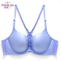 Amber Yilan no ring, front buckle, female bra, sports vest, one-piece, comfortable, traceless, gathered underwear Quiet blue 80C
