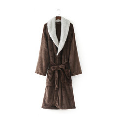 Large yards robe 200 pounds of fat mm female man add fertilizer increased lengthened and thickened a flannel robe of coral velvet XXXL (more than 230 kilos) Lapel coffee