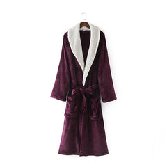 Large yards robe 200 pounds of fat mm female man add fertilizer increased lengthened and thickened a flannel robe of coral velvet XXXL (more than 230 kilos) Lapel purple