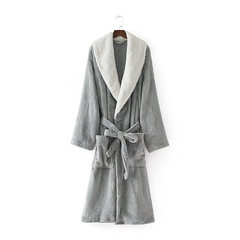 Large yards robe 200 pounds of fat mm female man add fertilizer increased lengthened and thickened a flannel robe of coral velvet XXXL (more than 230 kilos) Gray Collar