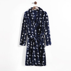 Large yards robe 200 pounds of fat mm female man add fertilizer increased lengthened and thickened a flannel robe of coral velvet XXXL (more than 230 kilos) Navy Seal