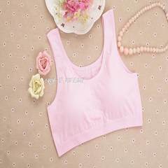 Cotton bra during the development of middle school students vest no rims bra underwear female wrapped chest bra female L code (height 140-175, weight 85-110 Jin) Pink / wide brimmed