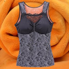 Winter warm vest women thickening plus cotton jacket, lace sexy body shaping vest, out of underwear big yards 2xl95-110 Jin 0514 black