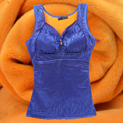 Winter lady chest warm vest, female thickening vest, sleeveless cotton underwear, large neckline, large size shirt XL (75~95 Jin) 0604 blue