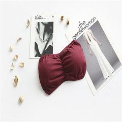 Strapless bra bra underwear woman without backing back rims of students of senior high school girl wrapped chest gather autumn vest F 2 pieces of wine red