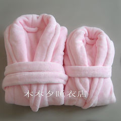 The flannel gown bathrobe, thickening of the spring and autumn and winter long gown children coral fleece bathrobe clothing for men and women Home Furnishing M Children Pink