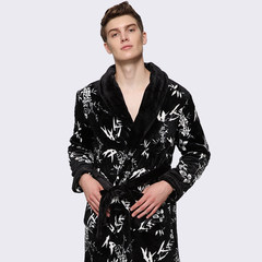 In autumn and winter and warm thick flannel Nightgown Pajamas couple coral fleece bathrobe bathrobe Clubman size 160 (S) -156cm below Dianyahei