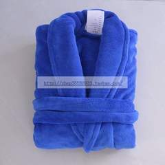The flannel gown bathrobe, thickening of the spring and autumn and winter long gown children coral fleece bathrobe clothing for men and women Home Furnishing M Adult blue