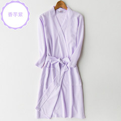 Waffle woman bathrobe Nightgown thin summer lovers men hotel beauty salon comfortable breathable absorbent bathrobe XL (for 120-160 Jin) violet