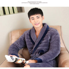 Winter coral fleece quilted robe thickened couple lady sweet warm babe cashmere long robe Korean men 170 (L) 2205 men's robes