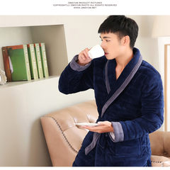Winter coral fleece quilted robe thickened couple lady sweet warm babe cashmere long robe Korean men 180 (XXL) 2201 men's robes