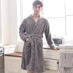 Coral Fleece Pajamas clothing winter Home Furnishing couple flannel bathrobe nightgown and thick long sleeved suit home M 9121 men's wear
