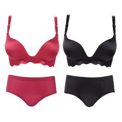 No woman sexy underwear ring type no trace gather adjustment type small chest bra bra set accessory Black + Red 80C