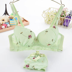 Japanese white girls, pure cotton underwear, sexy lace, bra, small chest suit, thin summer 325 green suit 32/70AB