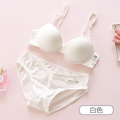 Japanese girl bra underwear sets of thin, sexy gather small chest bra, student underwear, female sports lady autumn white 32/70 (AB pass cup)