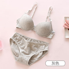 Japanese girl bra underwear sets of thin, sexy gather small chest bra, student underwear, female sports lady autumn gray 32/70 (AB pass cup)