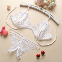 Female sexy underwear suits transparent thong lace bra hot t pants open thin Perspective F / collar roll complete store full of 38 yuan can be reduced 3 yuan white
