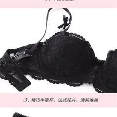 Europe and the United States sexy half cup lace girl ultra-thin temptation to gather underwear girls transparent bra bra set Black one-piece 70B=32B
