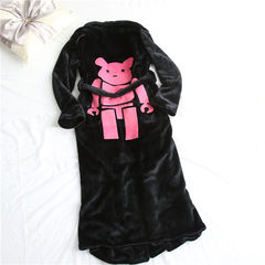 Tide brand coral velvet robe thickened cute bear pajamas Korean winter clothing Ms. Home Furnishing Clubman Home Furnishing. Under the calf black