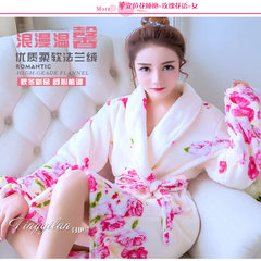 Nightgown ladies thickened flannel autumn winter bathrobe women pure cotton long-sleeved coral velvet lovely purple pajamas long style 160(M) nightgown - female rose language