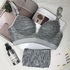 Autumn and winter Korean version, no magnetic, traceless, no steel ring anti shock, gather running, underwear, bra set two sets of women Gray suit 32/70AB cup