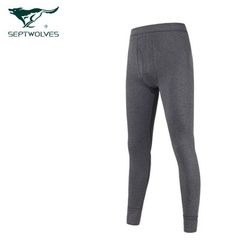 Septwolves thermal underwear male cotton thin cotton sweater Mens youth men's Cotton Long Johns suit male M/165 Dark grey + light grey