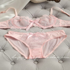 Europe and the United States. The girl sexy lace bra set size thin female underwear thin chest X-ray was small Pink 70A=32A+S pants