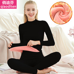 Female underwear with winter cashmere turtleneck slim body students long johns cotton sweater suit F [80-125] in Jin thickening black