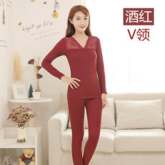 Special offer every day long johns sexy lady's underwear thin underwear winter suit backing Size: 150-170cm weight 40-70kg proposals Claret