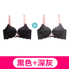 A plate steel ring bra bra supporting students gather small chest sexy close Furu Underwear Set Black + grey single piece 75A